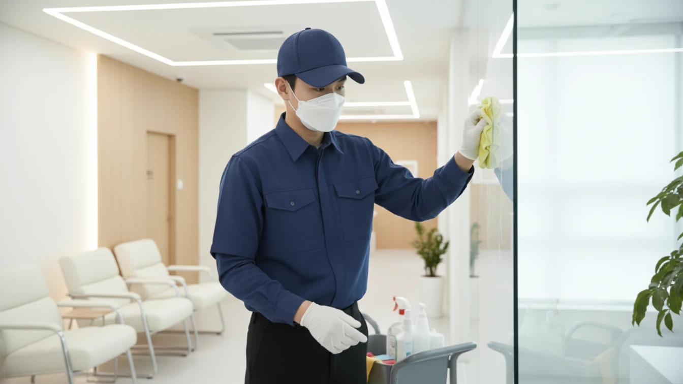 의료시설 대기 공간 유리 청소